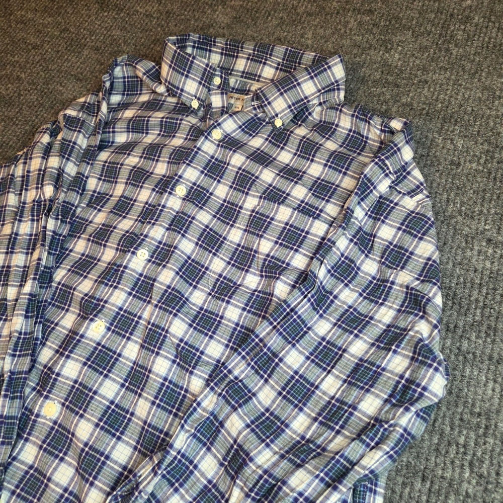 Peter Millar Plaid Long Sleeve Button Down Shirt Men's XXL Blue‎ White Green